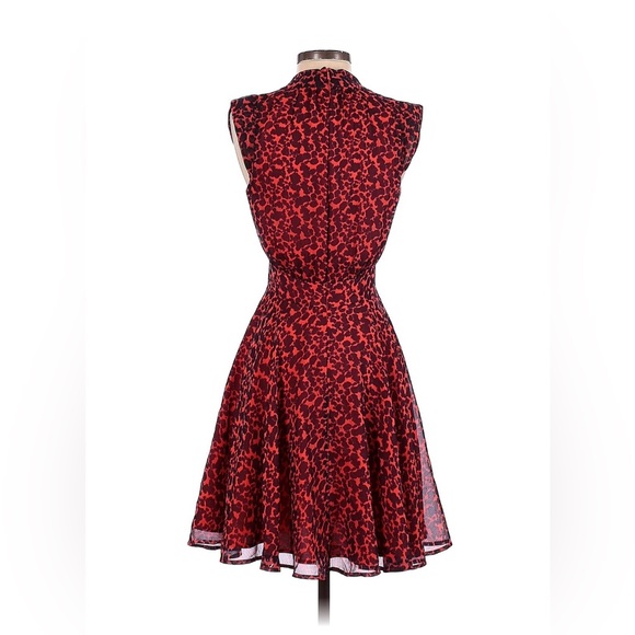 French Connection silhouette fit-and-flare red dress, leopard print - Picture 3 of 3